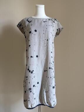 grizas linen splatter print dress, size XS